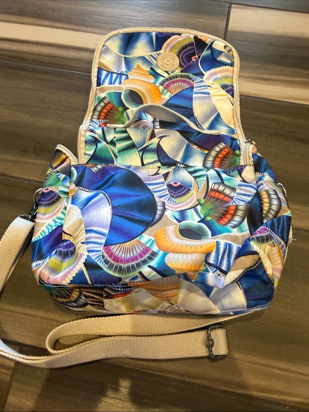 Kipling Multicolor Floral Print Crossbody Bag - Beige Trim - Picture 4 of 7